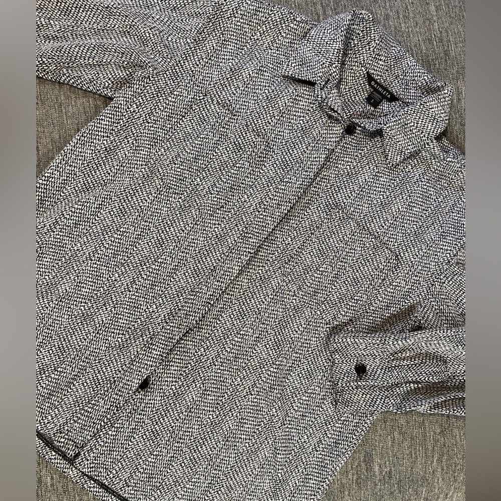 Athleta Shirt Jacket Women Textured Button Up Braiden Black White 882490 S Large